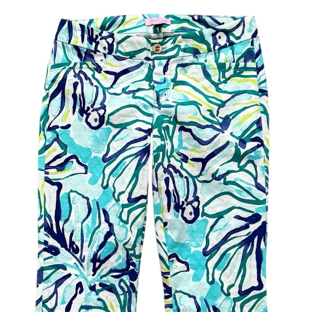 Lilly Pulitzer Kelly Skinny Ankle Pants Pool Blue Stay Cool Size 0